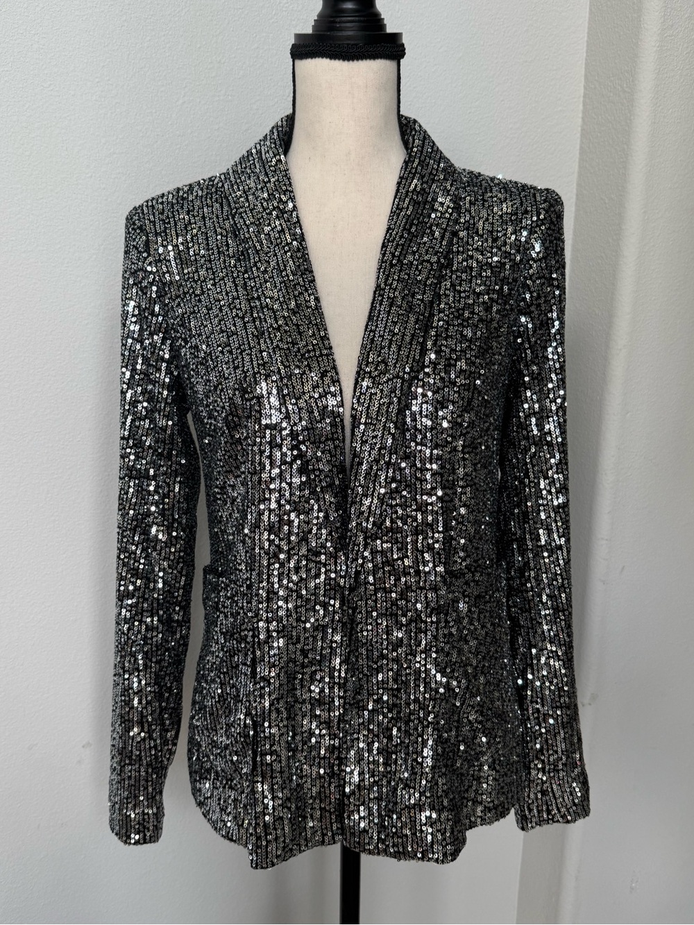 Cato Black & Silver Sequin Blazer Jacket